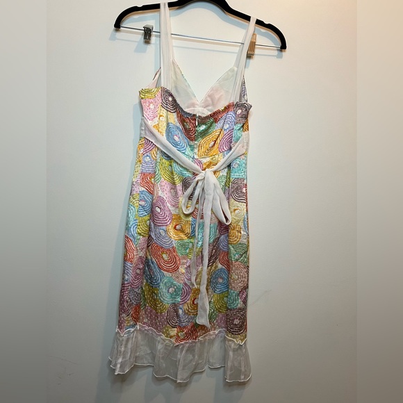 100% Silk Juliette Longuet Dress Size 2 Y2K Colorful Mini Dress - Picture 2 of 6